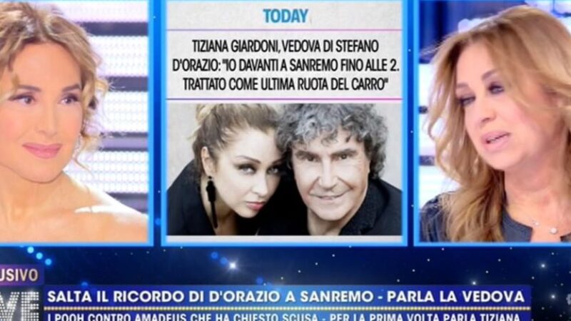 Barbara D’Urso abbraccia Tiziana Giardoni: il ricordo di Stefano D’Orazio a Live
