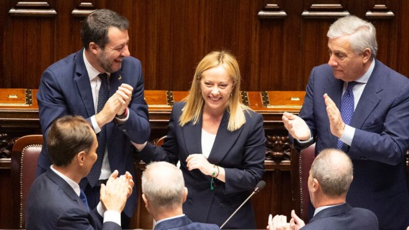 Giorgia Meloni pronuncia il suo primo discorso