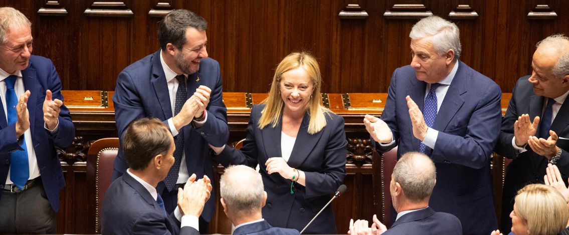 Giorgia Meloni pronuncia il suo primo discorso