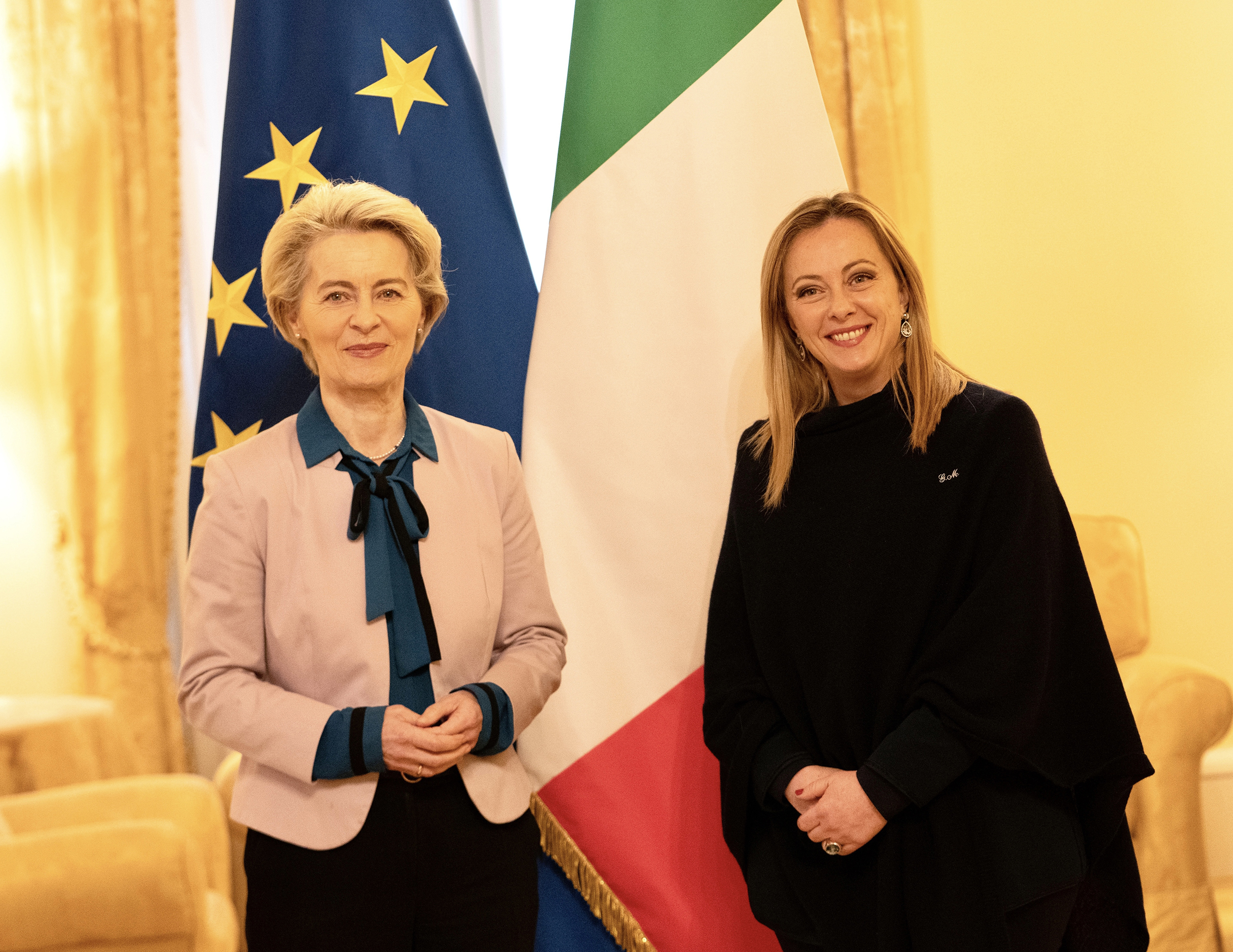 Giorgia Meloni ha incontrato oggi a Palazzo Chigi Ursula von der Leyen